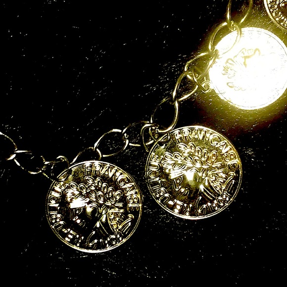 Gold bronze gold color necklace w chain link necklace - Picture 2 of 6